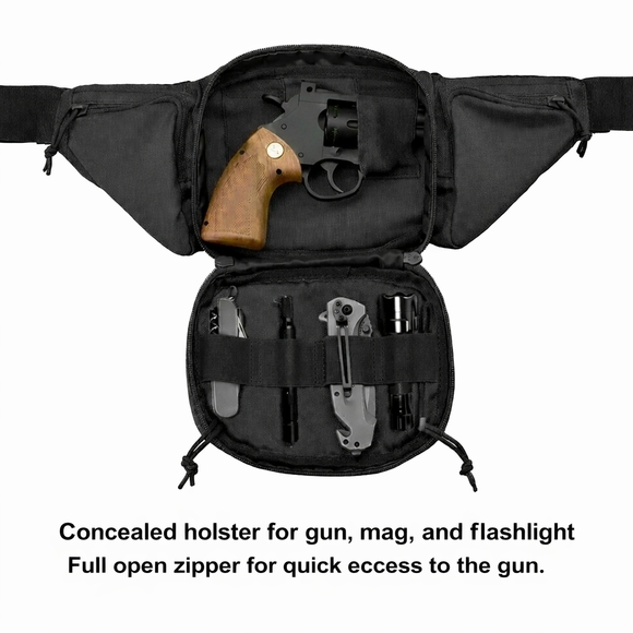 Tactical Waist Bag Concealed Gun Carry Pouch Military Pistol Holster Fanny Pack - Picture 4 of 11